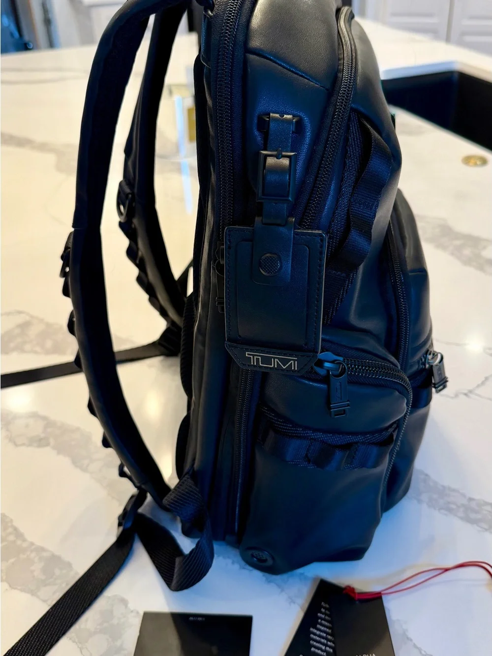 Tumi Alpha Bravo Black Leather Backpack